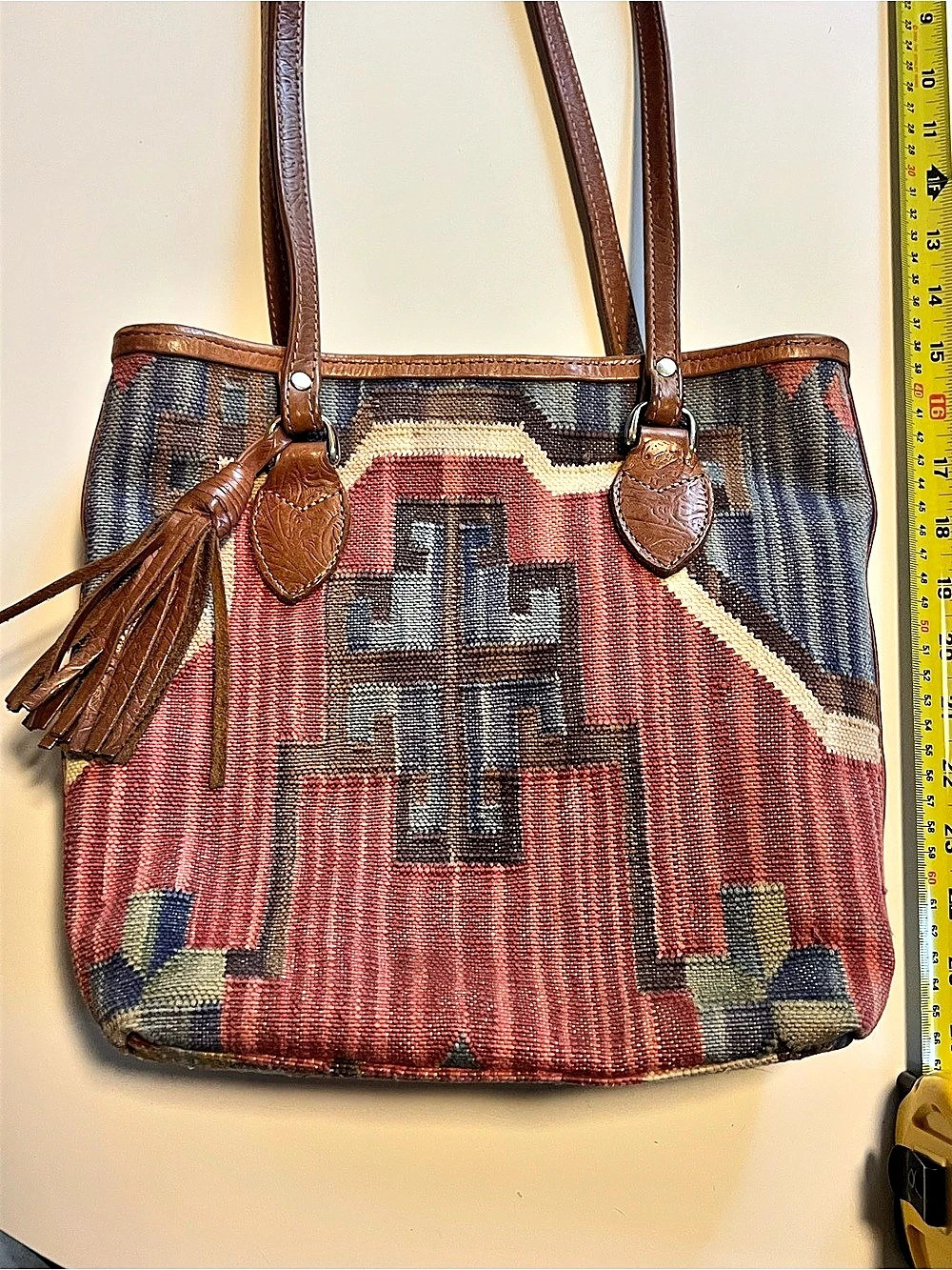 Vintage 90’s, Southwestern Tapestry Tote, 100% Natural Fiber